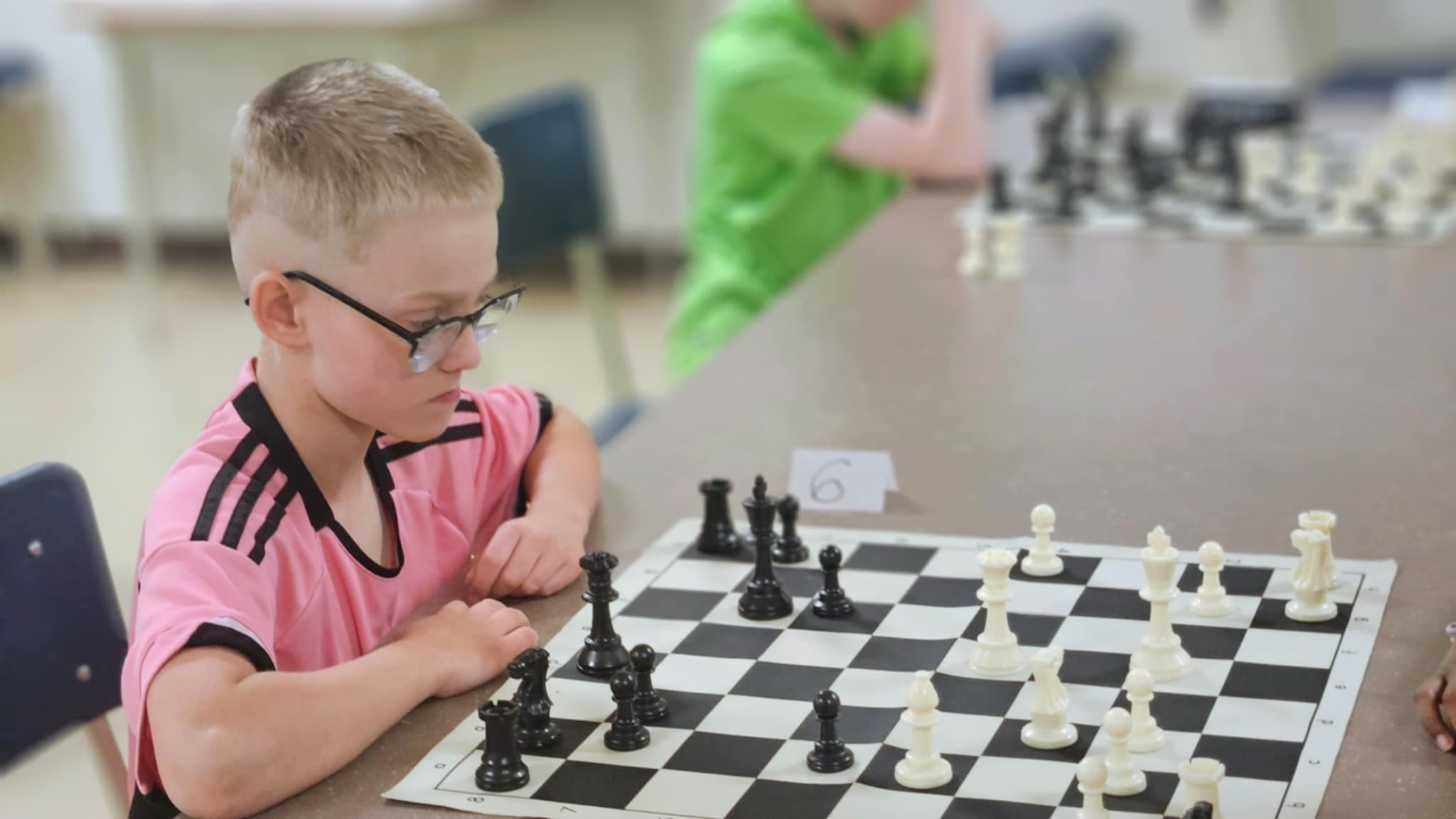 Focused young chess player