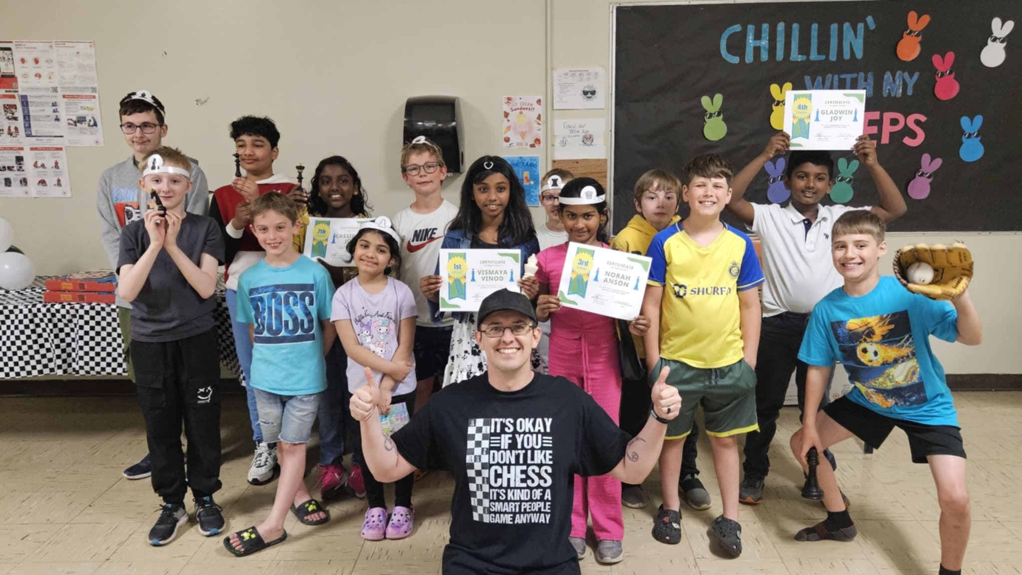 Chess club with digital board and engaged students